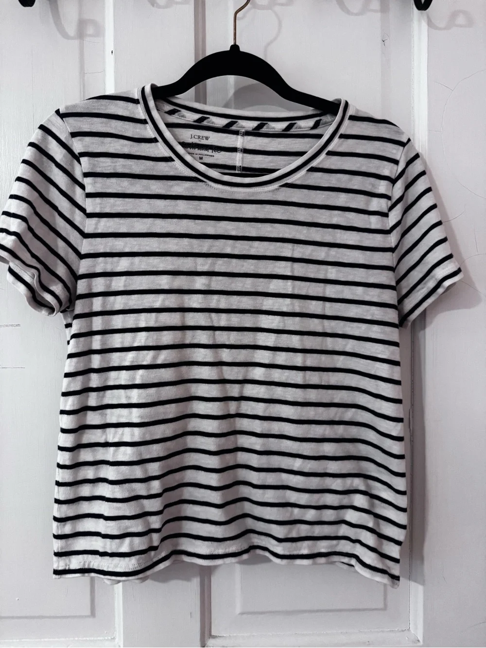 J. Crew Black & White Striped Girlfriend Tee